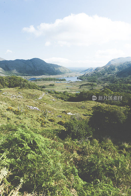 夏季山峦和湖泊景观