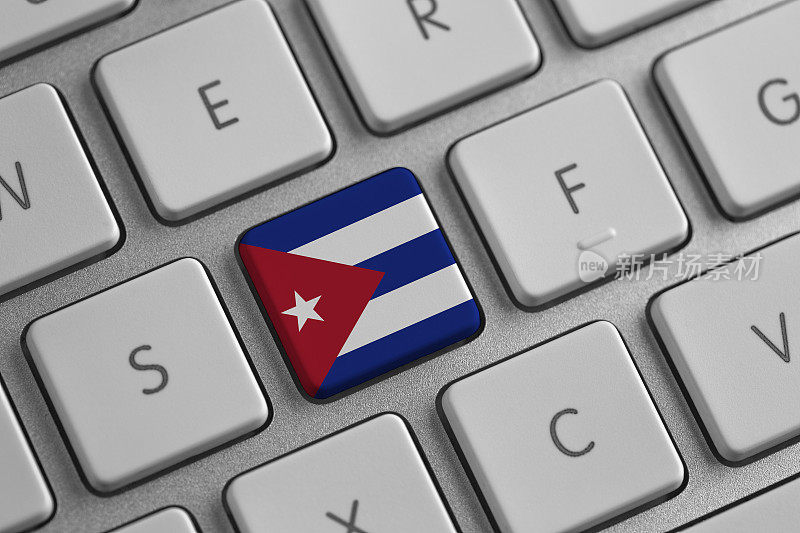 古巴国旗在笔记本电脑上