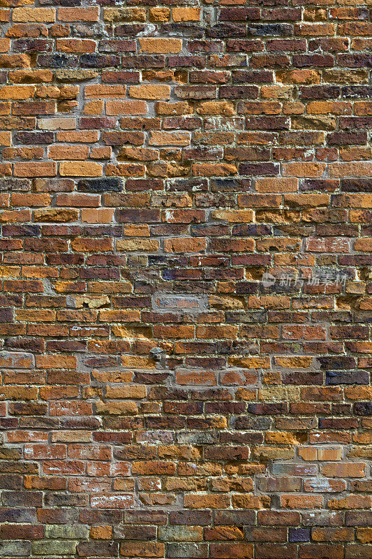 建筑纹理-风化的老红砖墙背景