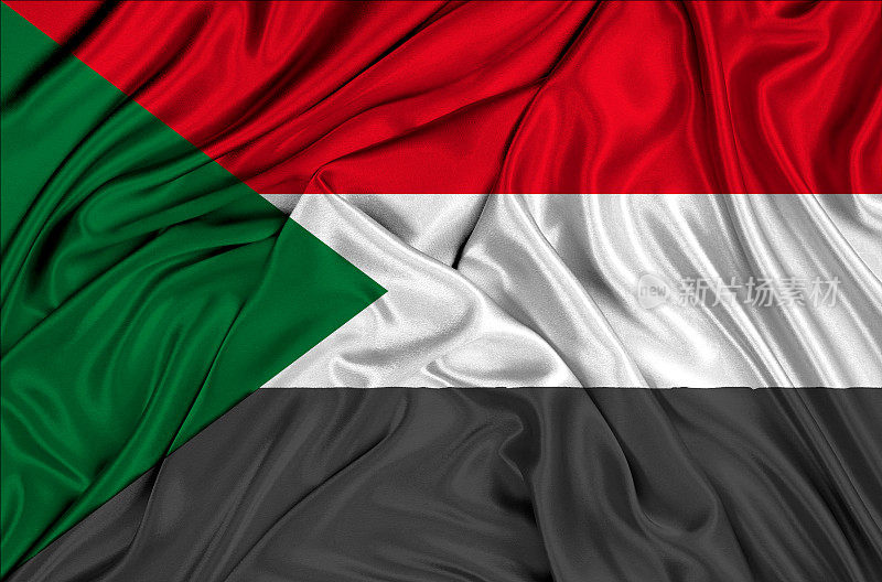 3D苏丹旗，丝质纹理