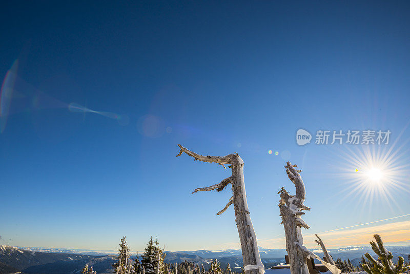 山顶上的冬季景色