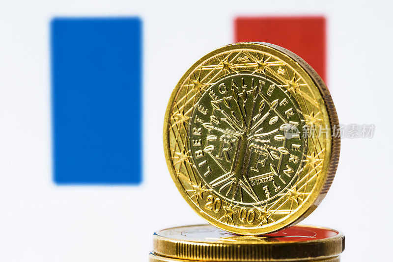 法国国旗和欧元