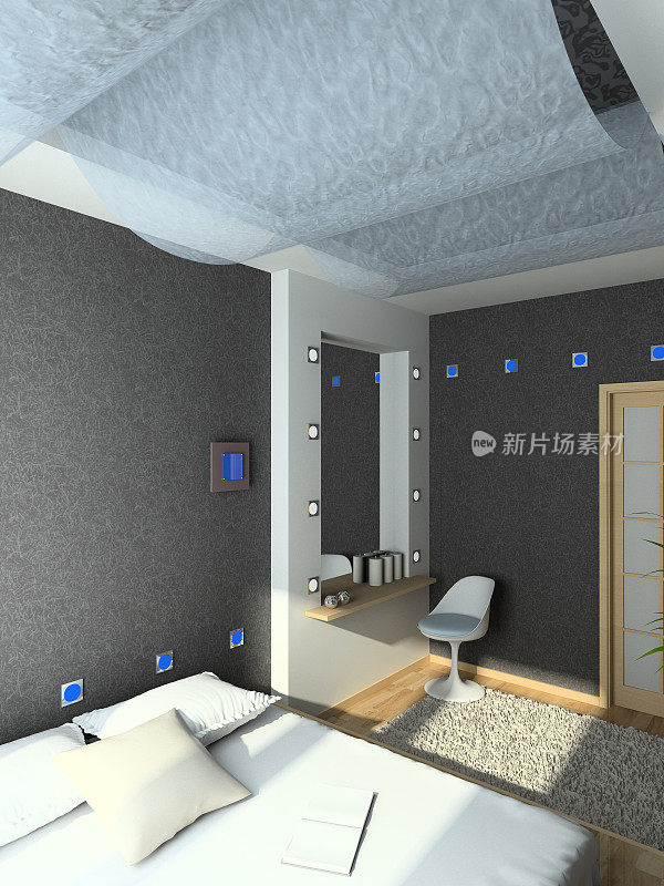 3D渲染现代室内卧室