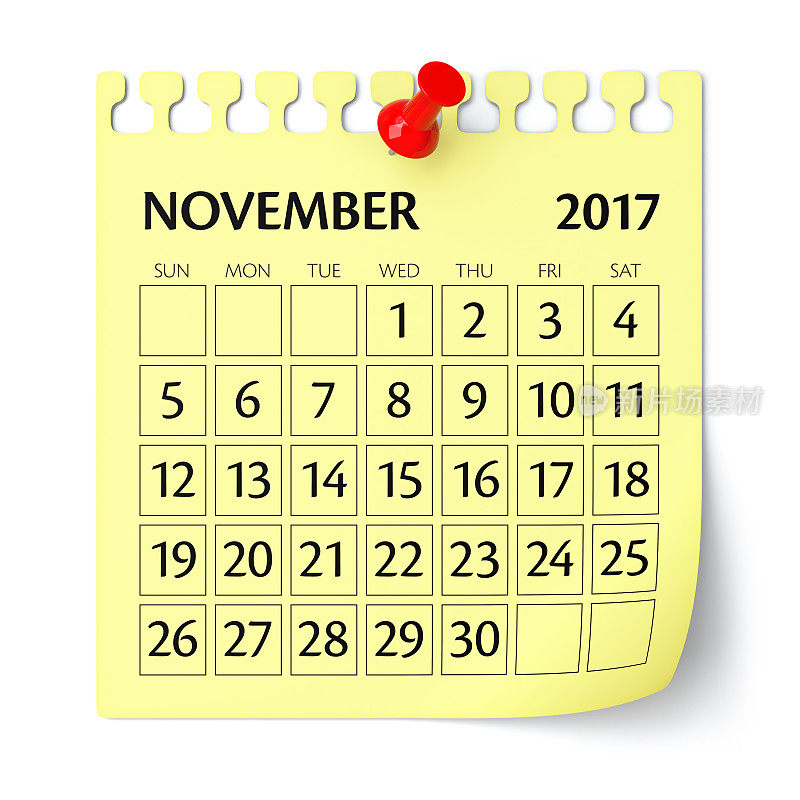 2017年11月-日历