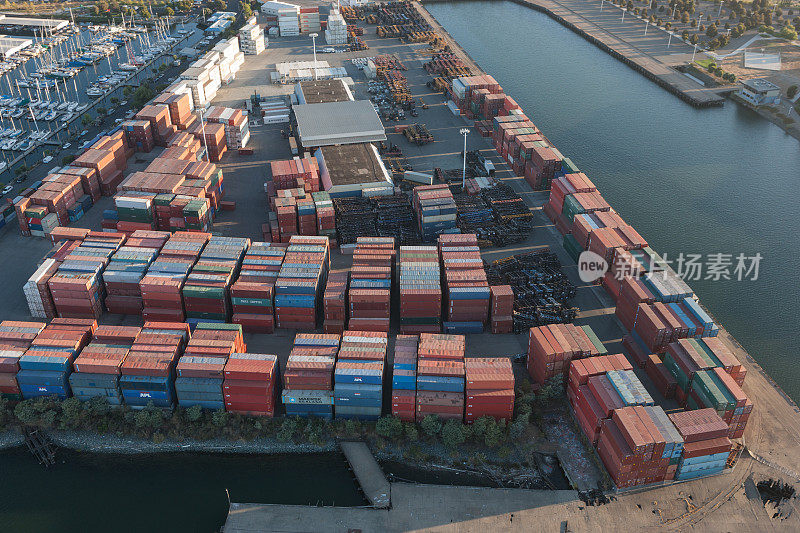 奥克兰国际集装箱码头集装箱鸟瞰图
