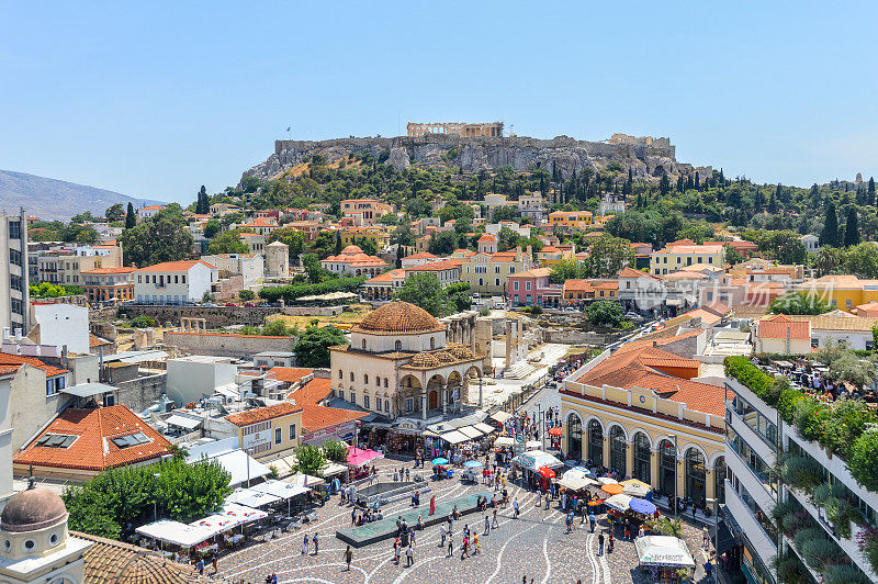 希腊雅典的Monastiraki广场