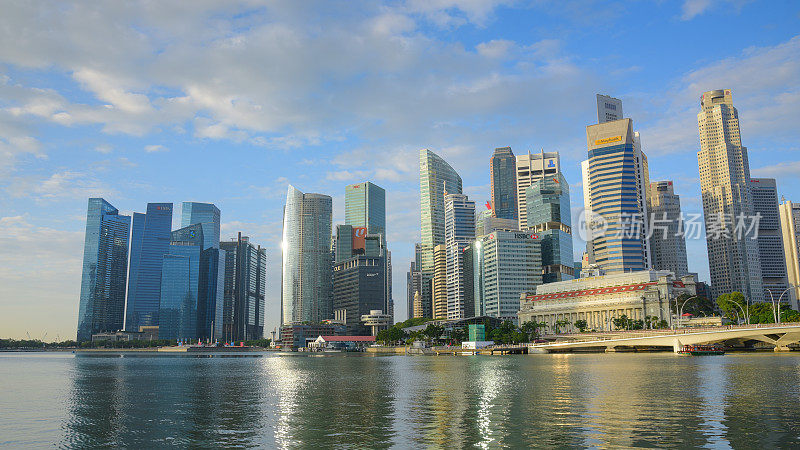 新加坡市中心CBD的天际线全景