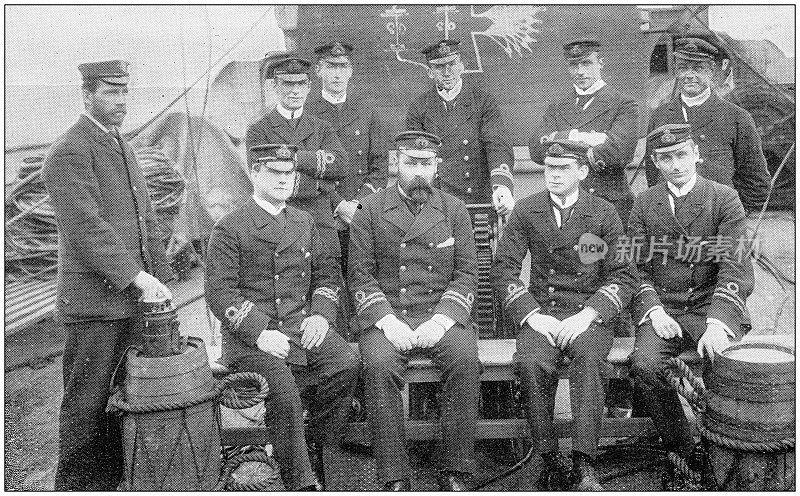 海军和陆军的古董历史照片:“抗争”号船的训练
