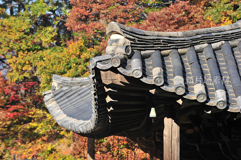 韩国永州碧石寺的木宫屋瓦屋顶