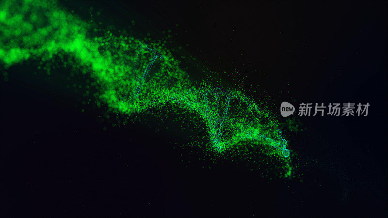 DNA分子模型。发光粒子