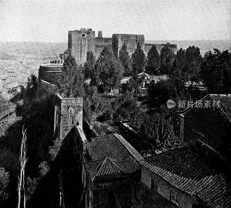 西班牙格拉纳达阿尔罕布拉的阿尔卡扎巴——19世纪