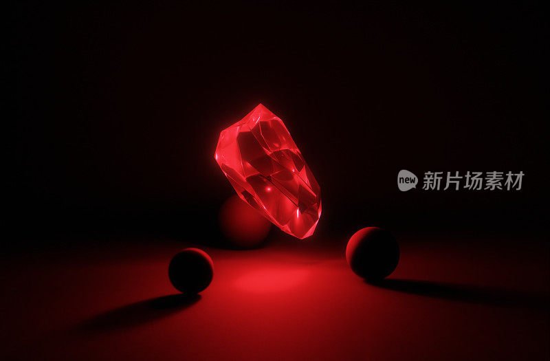 一种发光的抽象红宝石水晶宝石
