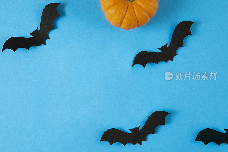 万圣节背景与纸蝙蝠
