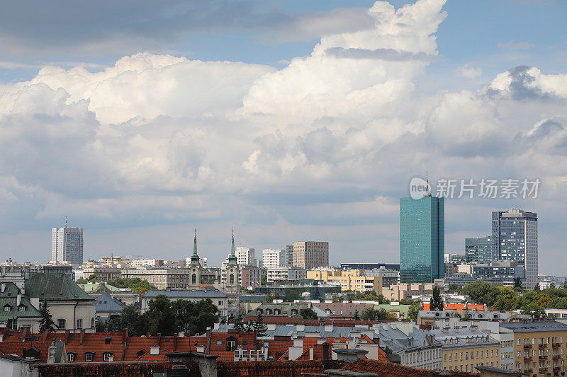 华沙城市天际线波兰城市景观