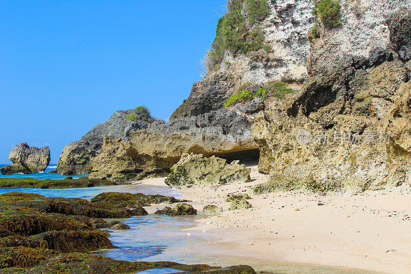 苏鲁班海滩，“蓝点海滩”，巴厘岛，印度尼西亚库存照片