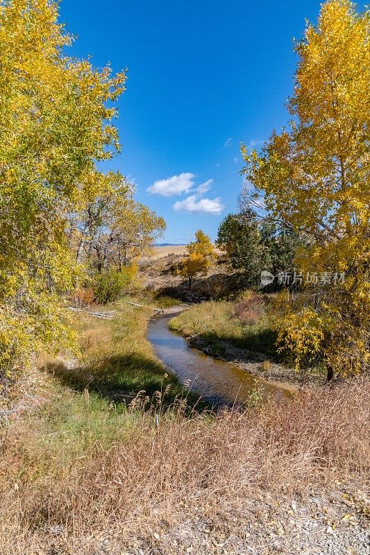 秋景非常乡村的蒙大拿牧场草原
