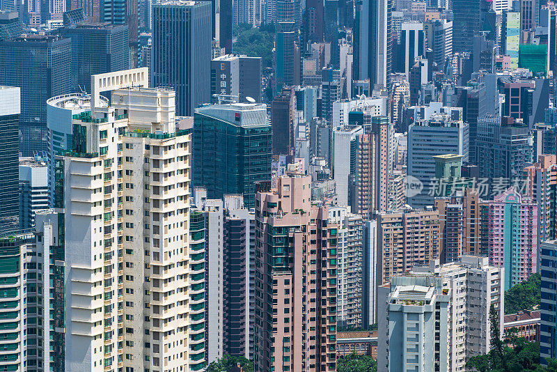 香港市中心，鸟瞰图