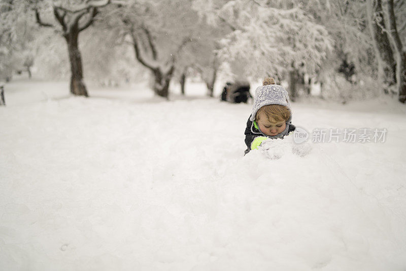 孩子们在雪中玩耍