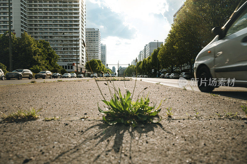 柏林市中心莱比锡街午后阳光下的街景