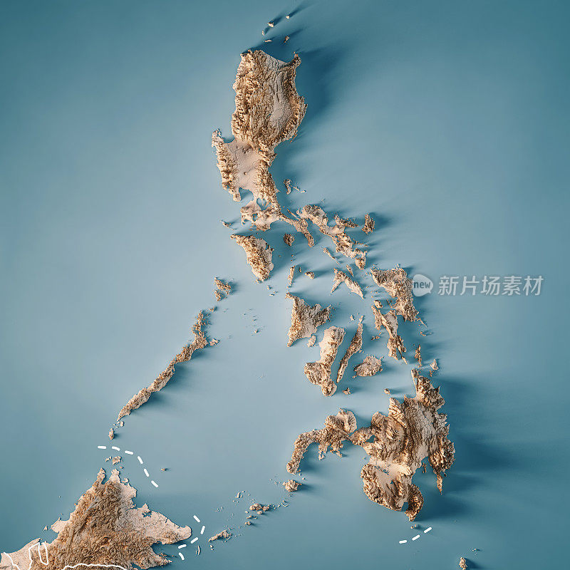 菲律宾3D渲染地形图中立边界