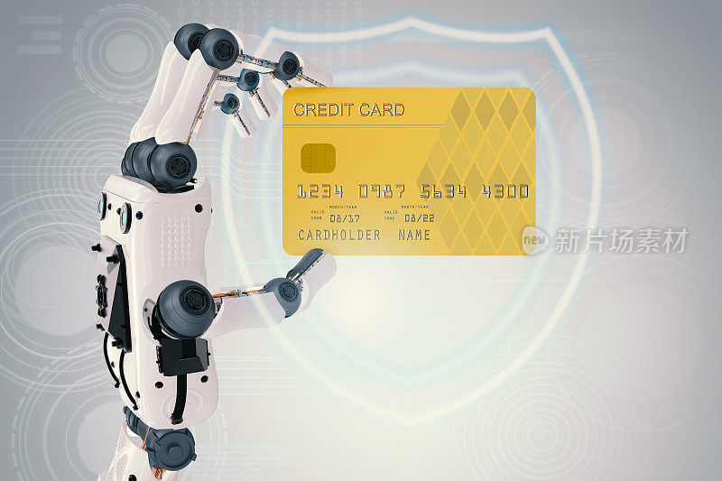 手持信用卡的机器人
