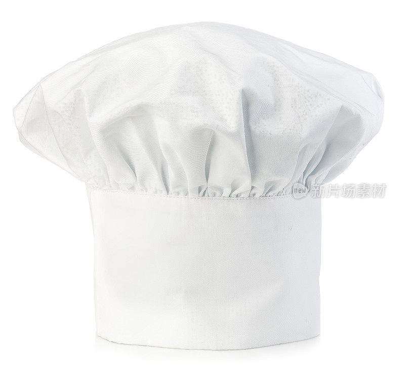 原厨师帽。厨师帽特写孤立在白色。