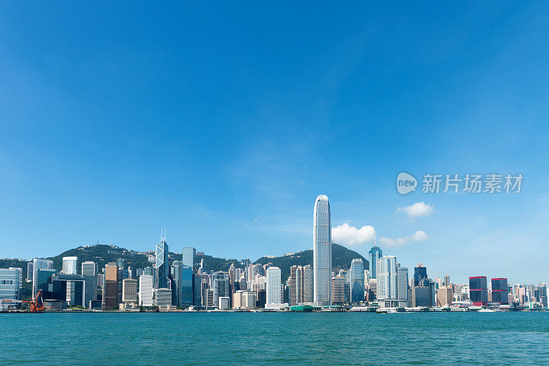 蓝天的香港城市景观