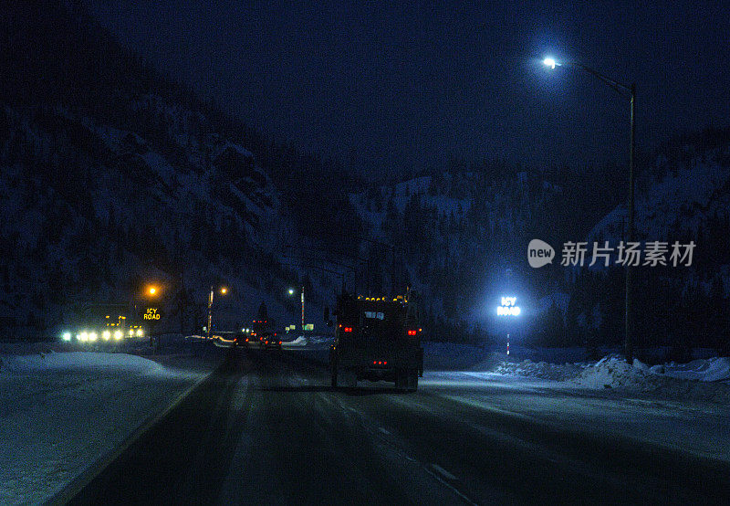 冰雪道路交通标志科罗拉多州际公路70号落基山脉暴风雪