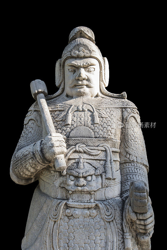 北京十三陵神道武官石像。