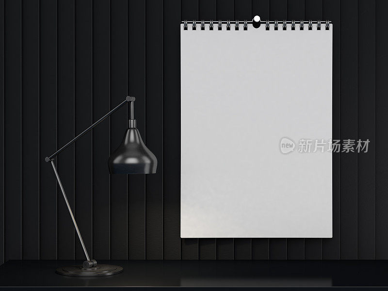 空白设计日历模板。三维渲染