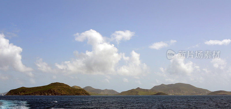 圣基茨岛东南半岛，从海峡，圣基茨和尼维斯