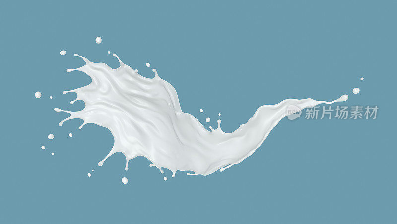白色牛奶飞溅孤立的背景，酸奶飞溅，包括剪辑拍，3d渲染。