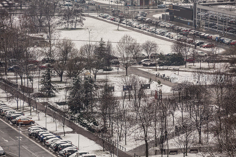新贝尔格莱德冬季城市景观，塞尔维亚