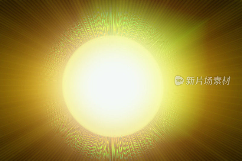 明亮的黄色光源，类似太阳，具有发散的射线