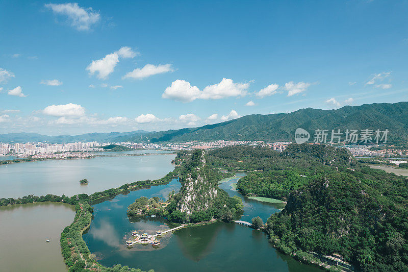 肇庆市七星洞(五龙阁)鸟瞰图