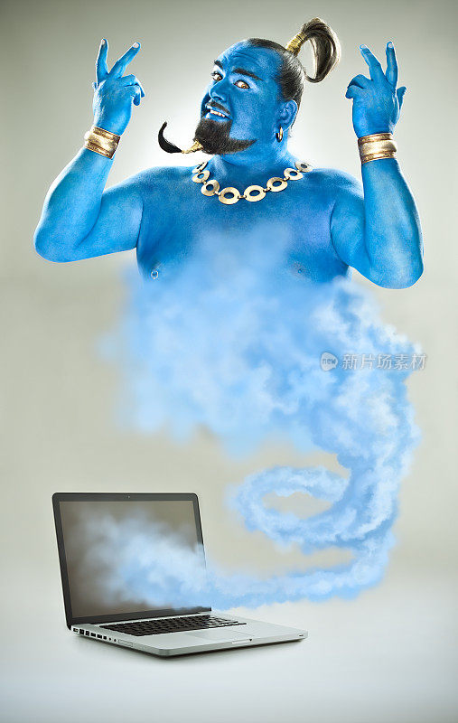 蓝色精灵离开了笔记本电脑