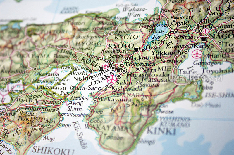 日本大阪和京都的地图