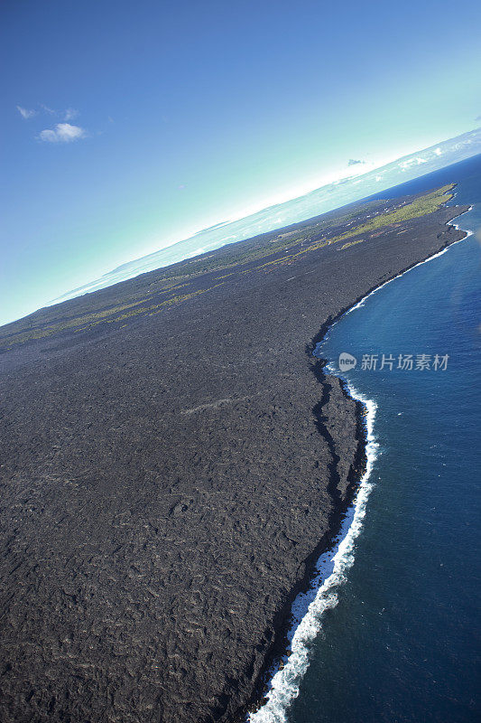 夏威夷海岸线熔岩流与太平洋