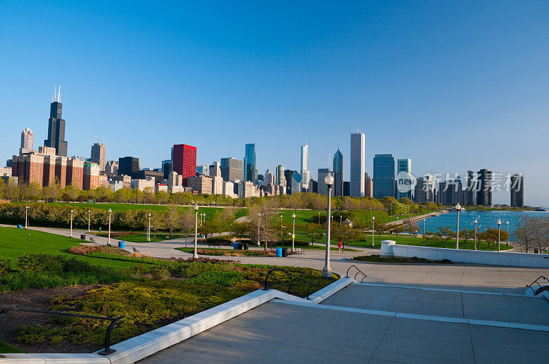 芝加哥的地平线和格兰特公园