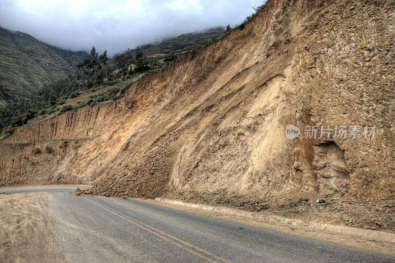 秘鲁安第斯山脉公路发生山体滑坡