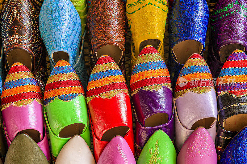 摩洛哥彩色鞋，非斯，摩洛哥