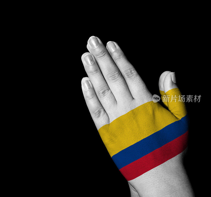 祈祷-手画哥伦比亚国旗