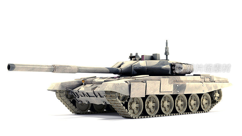 T-90主战坦克，白色背景孤立