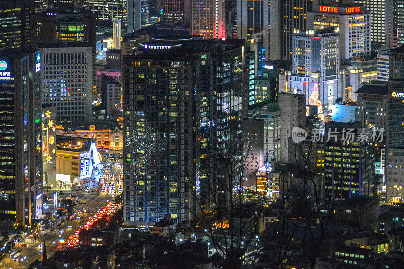 首尔的夜景和城市天际线