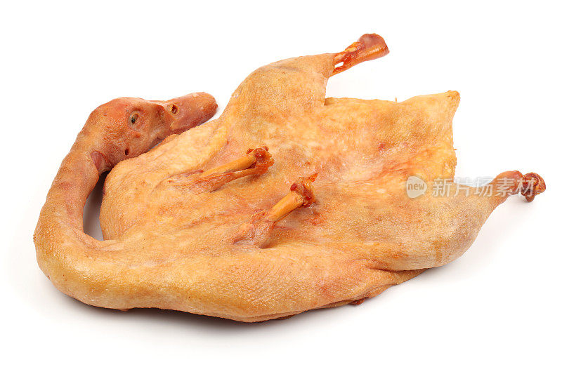 白色背景上的中国烤鸭