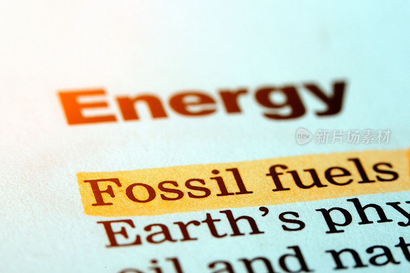 “化石燃料”在标题为“能源”的文件中用橙色标出