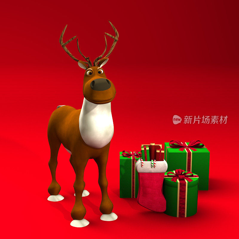 驯鹿，圣诞老人和礼物