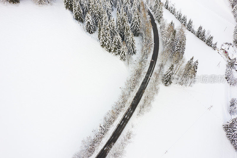 鸟瞰图乡村积雪景观