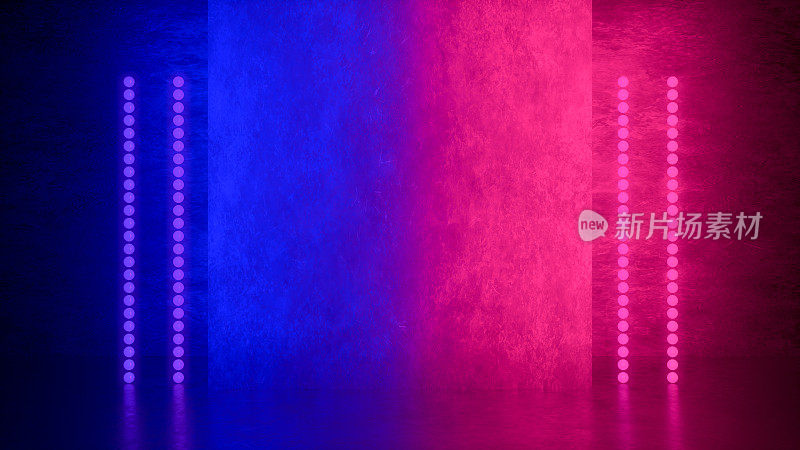 紫外氖激光发光线，光隧道，抽象三维背景