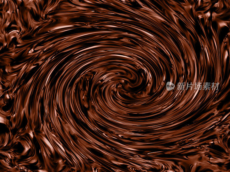 巧克力螺旋漩涡撒奶油糖霜抽象纹理深棕色光泽圆形图案快乐甜蜜的一天世界巧克力假日背景分形美术